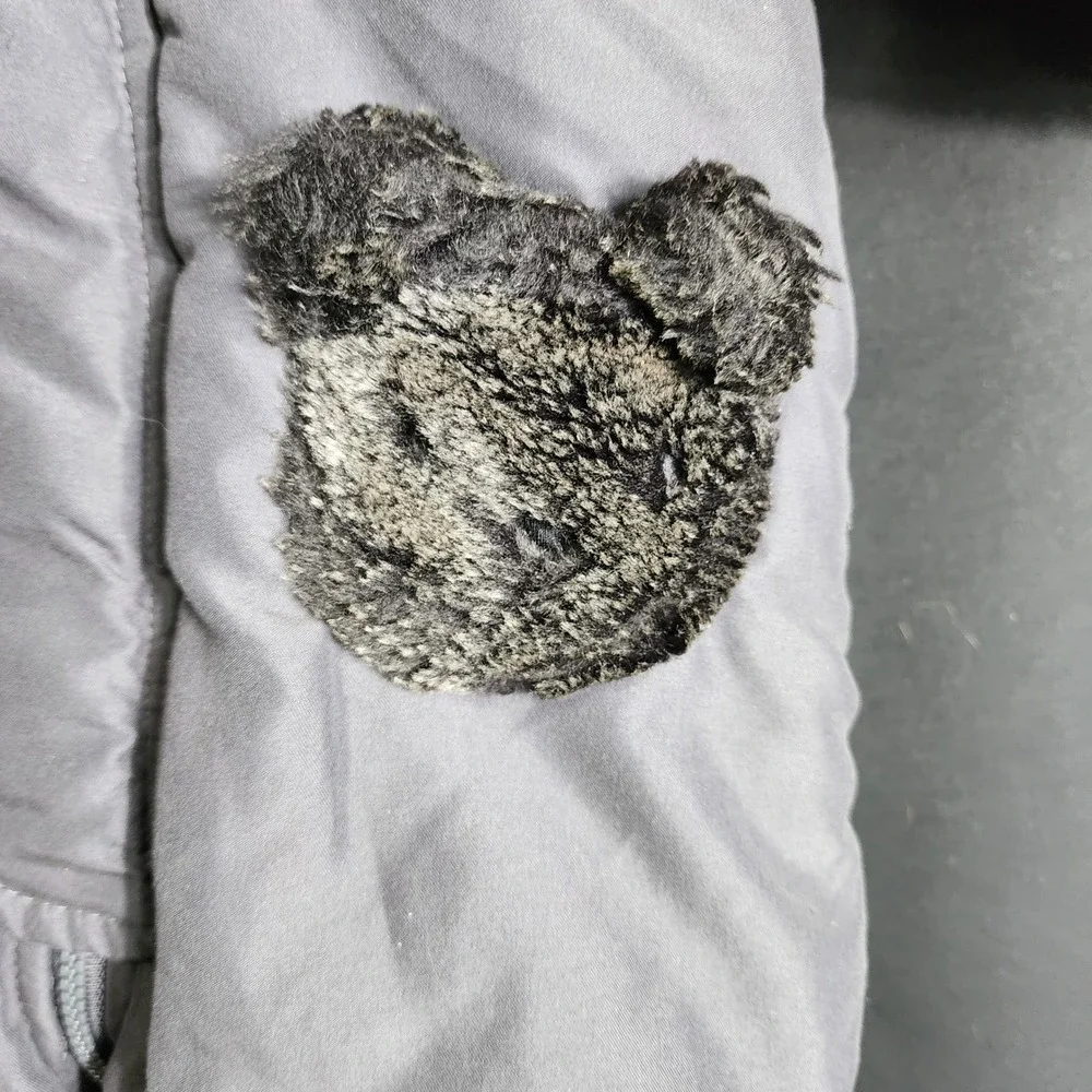 First Impressions Baby Gray Faux Fur Trim Hooded Pram Suit Bunting 3-6 Months